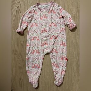 Magnetic Me Pink Deer Print Footed One-Piece for Kids